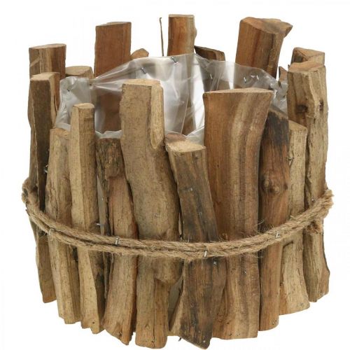 Gėlių vazonas medinis kaimiškas vazonas sodintuvas natural H15cm Ø15,5cm