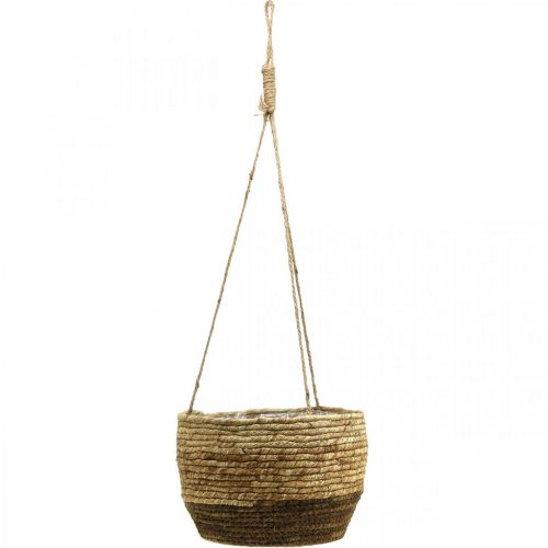 Floristik24 Pakabinamas krepšelis, krepšelis kukurūzų lapų, pakabinamas vazonas Natural Ø28/24.5/21cm, 3 vnt.