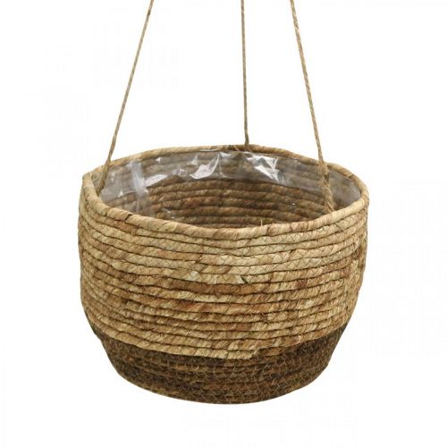 Floristik24 Pakabinamas krepšelis, krepšelis kukurūzų lapų, pakabinamas vazonas Natural Ø28/24.5/21cm, 3 vnt.