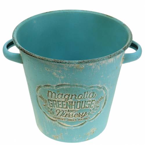 Floristik24 Vazono kibiras metalinis turkis Ø19,5cm H17,5cm