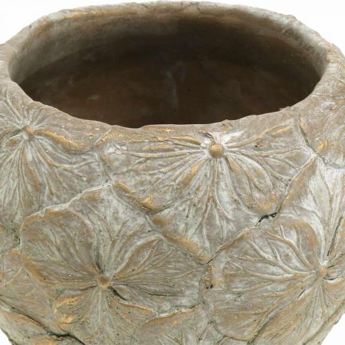 Floristik24 Gėlių vazonas betoninis mažas gėlių raštas vintažinis atrodo Ø15cm H11cm