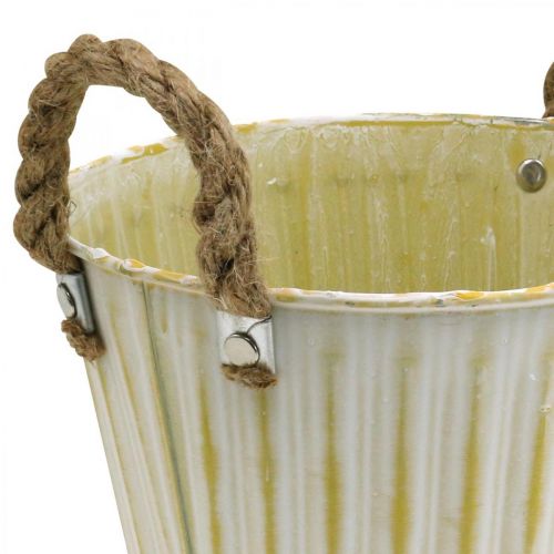 daiktų Metalinis vazonas, spyruoklinė apdaila, vazonėlis su rankenomis Yellow Shabby Chic Ø18cm H17,5cm
