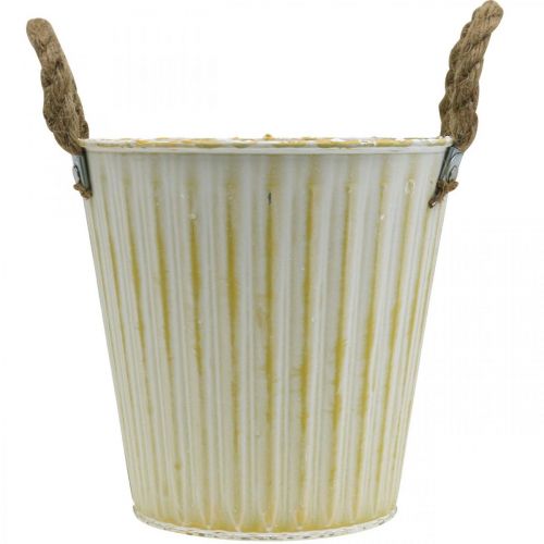 daiktų Metalinis vazonas, spyruoklinė apdaila, vazonėlis su rankenomis Yellow Shabby Chic Ø18cm H17,5cm