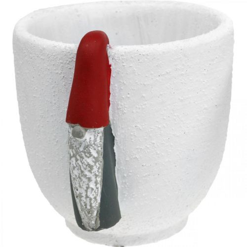 daiktų Kalėdinis puodas su nykštuku, advento puošmena, betoninė vazonė balta, raudona Ø8cm A12,5cm 2vnt.