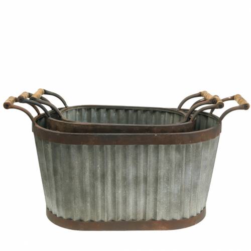 Floristik24 Sėjamoji su rankenomis ovalios metalinės 45/50/60cm rinkinys 3 vnt