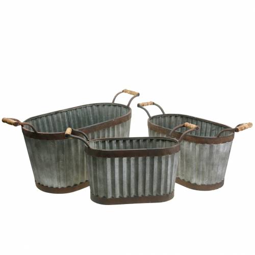 Sėjamoji su rankenomis ovalios metalinės 45/50/60cm rinkinys 3 vnt