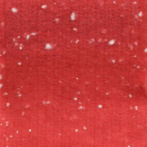 Floristik24 Veltinio juostelė raudona su taškeliais, deko juostelė, lipni juosta, vilnos veltinis šviesiai raudonas, baltas 15cm 5m