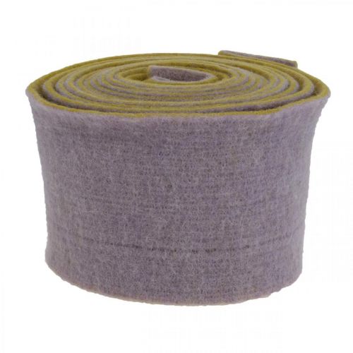 daiktų Veltinio juostelė, puodo juostelė, vilnonė juostelė dviejų atspalvių garstyčių geltona, violetinė 15cm 5m