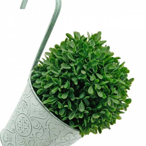 daiktų Gėlių vazonas pakabinamam vintažinės išvaizdos augalų vazonui žaliai baltai išplauti Ø11,5cm