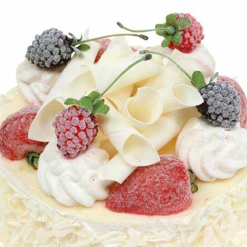 Floristik24 Dirbtinis kreminis tortas su uogomis Ø15cm H11,5cm