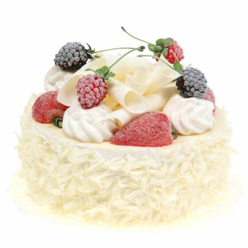 Floristik24 Dirbtinis kreminis tortas su uogomis Ø15cm H11,5cm