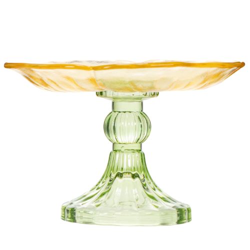 daiktų Dekoratyvinė stiklinė lėkštė su kojele, gėlių raštas, idealiai tinka šventiniam pateikimui, 15 cm