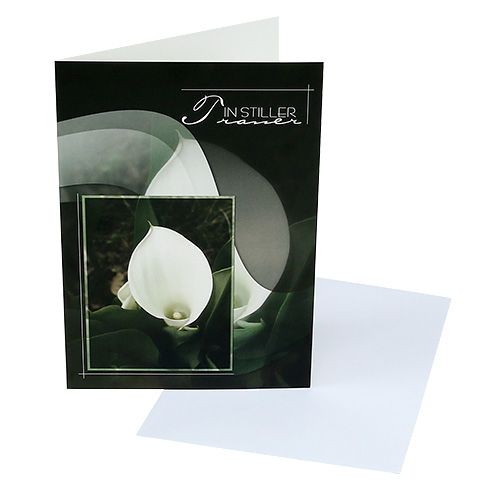 Floristik24 Gedulo atvirukai su Calla "Tyliame gedule" 5vnt