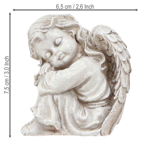 daiktų Gedulingo angelo sėdinti dekoratyvinė figūrėlė, kreminės spalvos, 6,5 × 5 × 7,5 cm, 2 vnt.