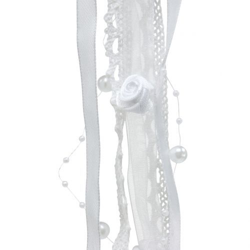 Floristik24 Svajonių gaudyklė širdelė balta 55cm 2vnt