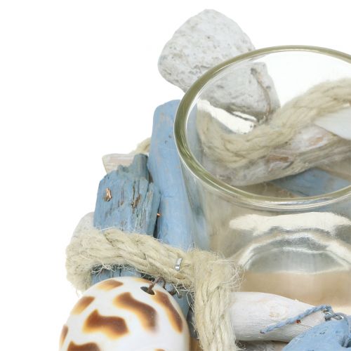 Floristik24 Žvakidė iš dreifuojančios medienos su stikline arbaline Ø12cm H8cm