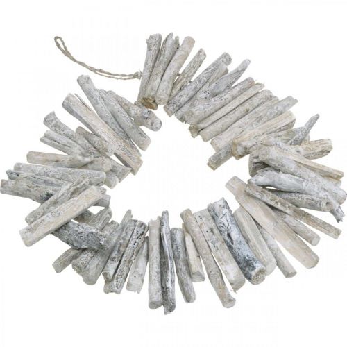 Floristik24 Driftwood Garland Maritime Deco Wood Wash White 80cm