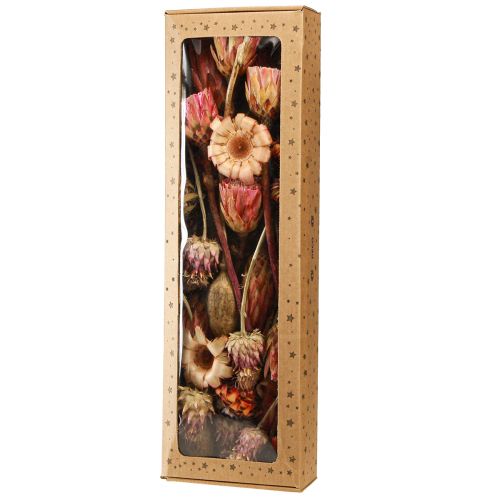 daiktų Džiovintų gėlių mišrainė rožinė protea artišokinė aguona 38cm 580g