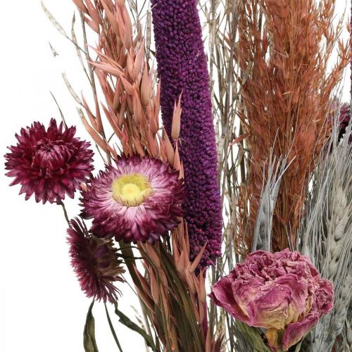 daiktų Džiovintos gėlės Rožinių pievų gėlių ir javų puokštė 70-75cm
