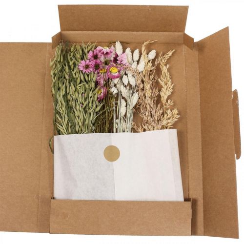 Floristik24 Džiovintų gėlių žiedas rožinis žiedas džiovintų gėlių kilpa DIY dėžutė Ø20cm