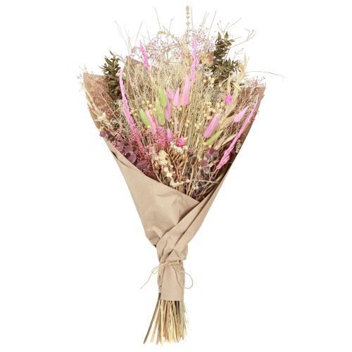 daiktų Džiovintų gėlių puokštė rožinė žalia Lagurus eucalyptus 150g