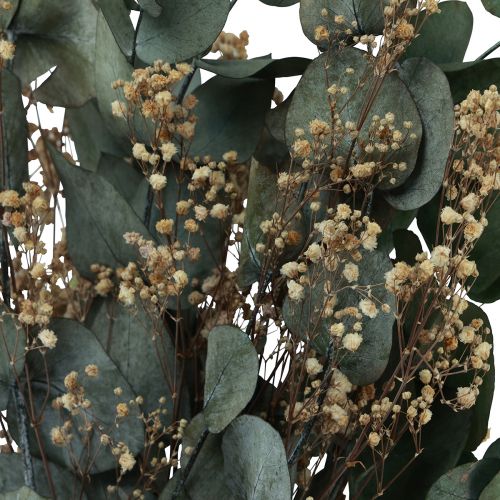 Floristik24 Džiovintų gėlių puokštė eukalipto gypsophila konservuota 50cm žalia