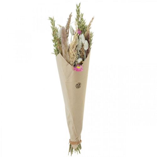 Floristik24 Džiovintų gėlių puokštė žolė Phalaris šiaudinės gėlės rožinės spalvos 60cm 110g