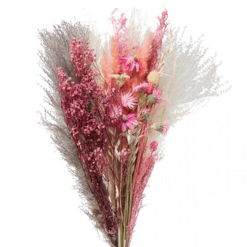 Floristik24 Džiovintų gėlių puokštė rožinė balta phalaris masterwort 80cm 160g