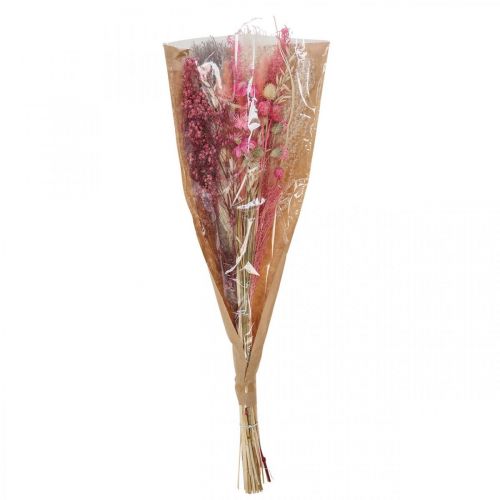 Floristik24 Džiovintų gėlių puokštė rožinė balta phalaris masterwort 80cm 160g