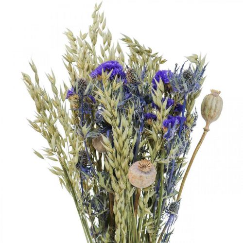 Floristik24 Džiovintų gėlių puokštė Pievų gėlių puokštė mėlyna H50cm 100g