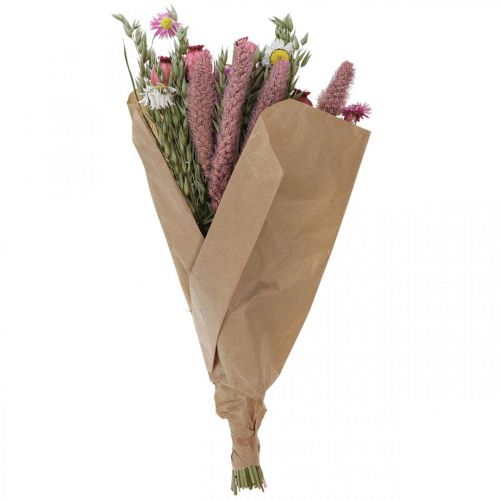daiktų Džiovintų gėlių puokštė pievų gėlių puokštė rožinė H50cm 140g