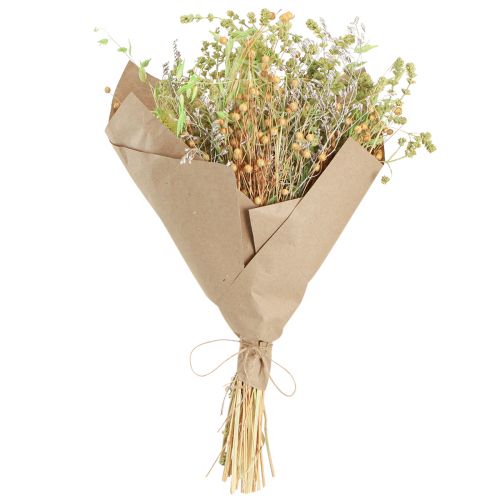 daiktų Sausa puokštė avižų linų mėtų natūrali balta 40cm 80g