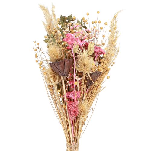 Floristik24 Sauso puokštė lotoso linų erškėtis rožinis kremas 50cm 100g