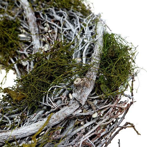 Floristik24 Durų vainikas su samanomis Ø28cm pilkas, žalias