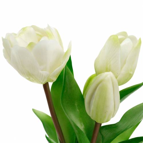 Floristik24 Dirbtinė tulpių puokštė Šilko gėlės Tulpės Real Touch White