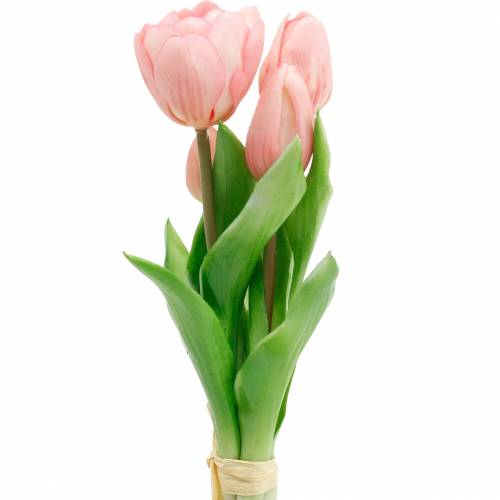 Floristik24 Tulpių kekė Real Touch Dirbtinės gėlės Dirbtinės tulpės Rožinė
