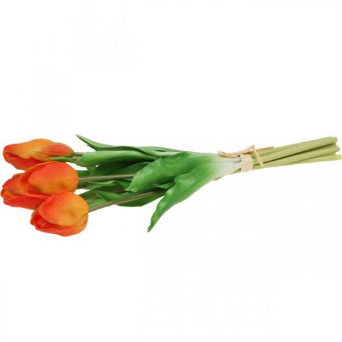 Floristik24 Dirbtinė tulpių oranžinė dirbtinių gėlių puokštė 38cm 7vnt