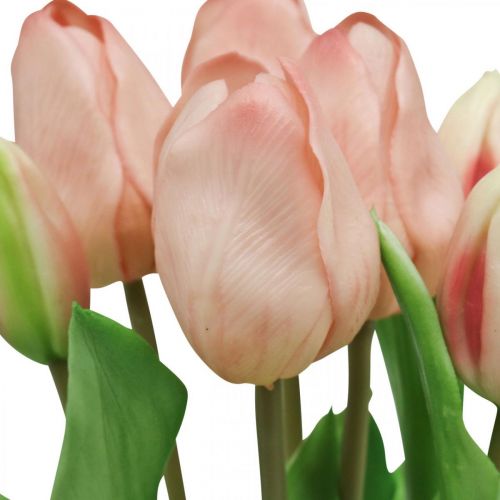 daiktų Dirbtinės tulpės Real-Touch persikų rožinė 38cm ryšelis po 7 vnt