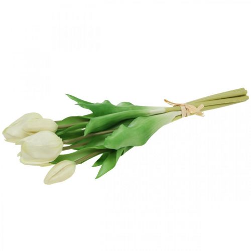 daiktų Dirbtinės tulpės baltas kremas Real Touch 38cm 7 vnt