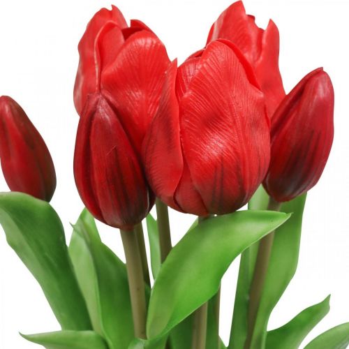 Tulpės raudona dirbtinė gėlė tulpė dekoracija Real Touch 38cm ryšulėlis iš 7 vnt