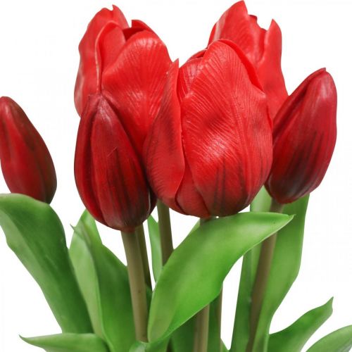 Floristik24 Tulpės raudona dirbtinė gėlė tulpė dekoracija Real Touch 38cm ryšulėlis iš 7 vnt