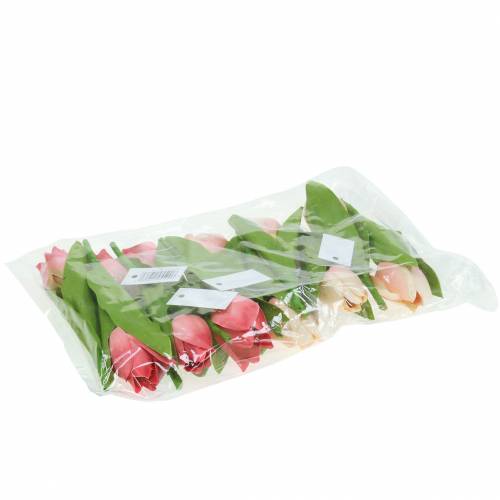 Floristik24 Tulpių mišinys dirbtinės gėlės rožinis abrikosas 16cm 12vnt