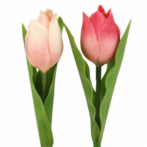 Floristik24 Tulpių mišinys dirbtinės gėlės rožinis abrikosas 16cm 12vnt