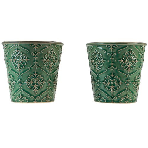 daiktų Sodinamosios keramikos traškučių glazūra žalia Ø10cm H13cm 2vnt