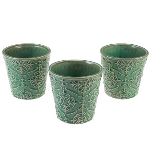 daiktų Sodinamosios keramikos traškučių glazūra žalia Ø11cm H11cm 3vnt
