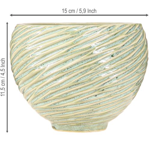daiktų Sodinamosios dekoratyvinis dubuo keraminis žalios spalvos Ø15cm H11cm 2vnt