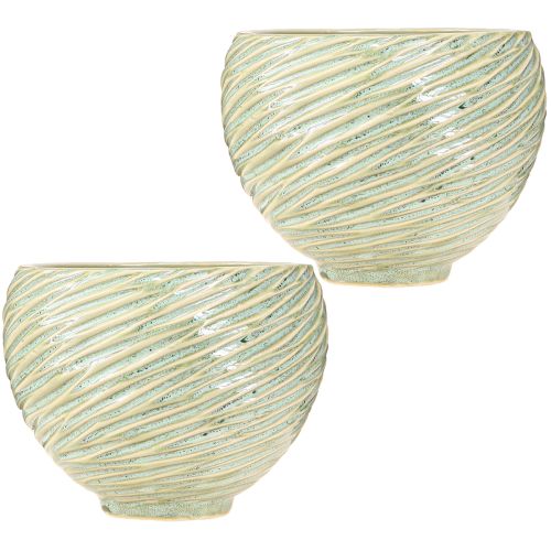 daiktų Sodinamosios dekoratyvinis dubuo keraminis žalios spalvos Ø15cm H11cm 2vnt