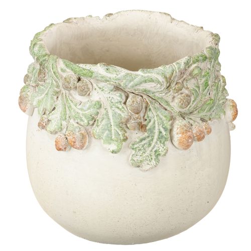 Floristik24 Vazonas „Rudens gilės“, akmens masės, Ø14,5 cm, aukštis 13 cm