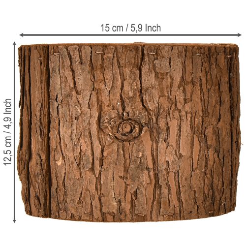 daiktų Apvalus medinis vazonas su pušies žieve, Ø15cm, aukštis 12.5cm