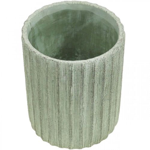 Floristik24 Sodintuvas Keraminis Žalia Retro Dryžuotas Ø13.5cm H17cm